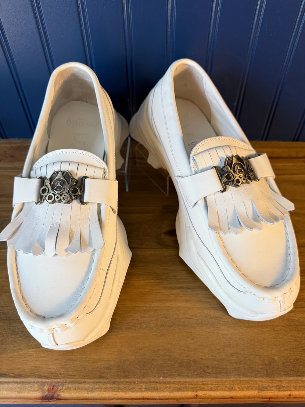 Puma x Palomo Spain White Leather Chunky Fringe Loafers Men’s 9.5